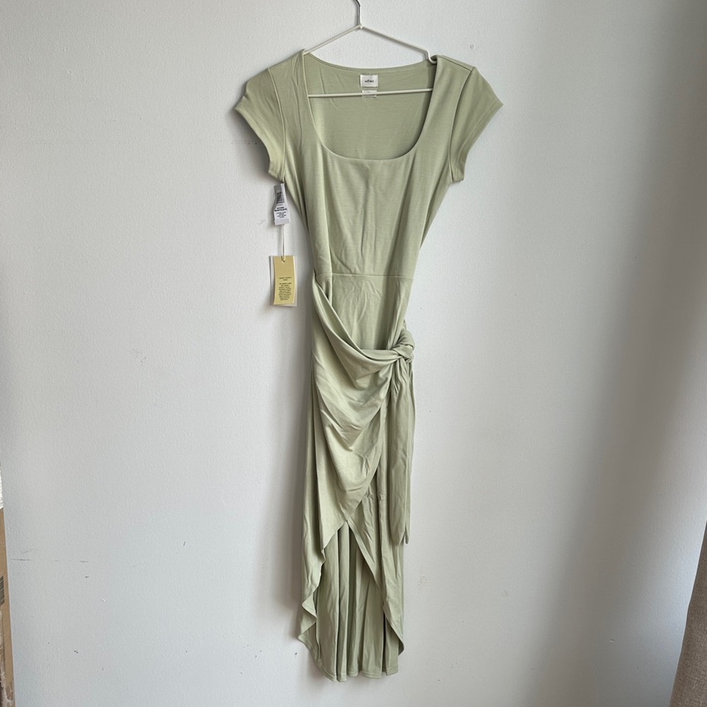 Wilfred Light Sage Asymmetrical Knot-Front Dress
